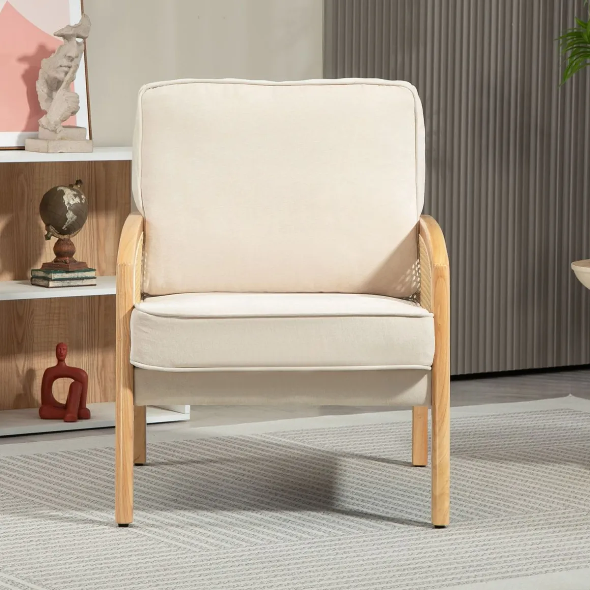 Butaca Romera Homcom cojines extraíbles beige 88x67x75 cm