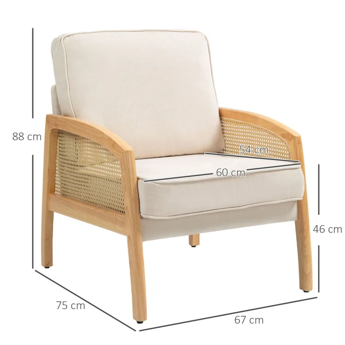 Butaca Romera Homcom cojines extraíbles beige 88x67x75 cm