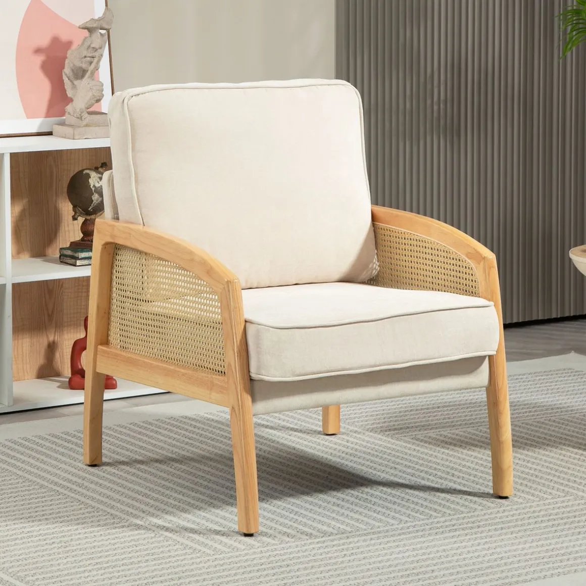 Butaca Romera Homcom cojines extraíbles beige 88x67x75 cm