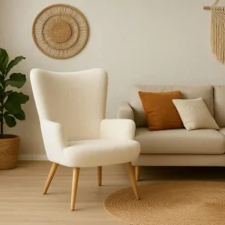 Butaca Voss respaldo alto con reposabrazos blanco 94,5x64x70,5 cm