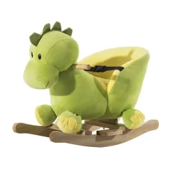 Caballito balancín Homcom dinosaurio musical +18 meses verde 45x60x33 cm