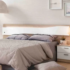 Cabecero Nantes diseño mural + luz LED blanco mate/sahara 50x220x4,8 cm
