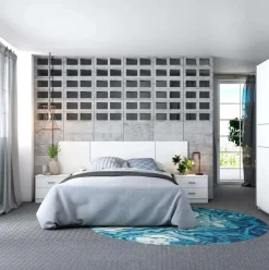 Cabecero Reims diseño mural blanco mate 52,6x208,6x1,6 cm