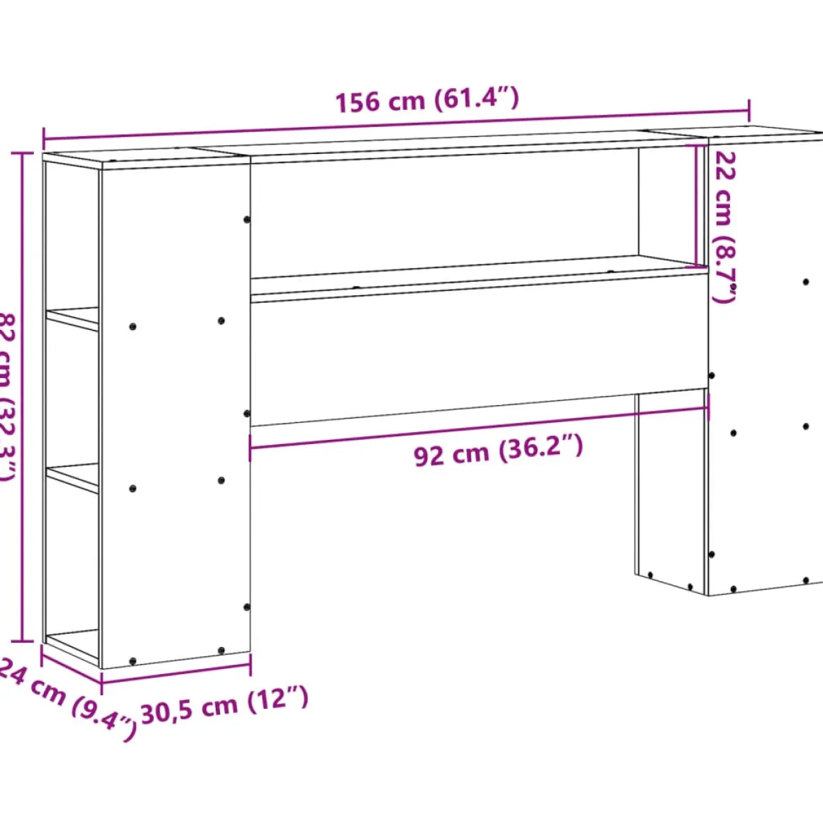 Cabecero Rossi 7 compartimentos madera de pino
