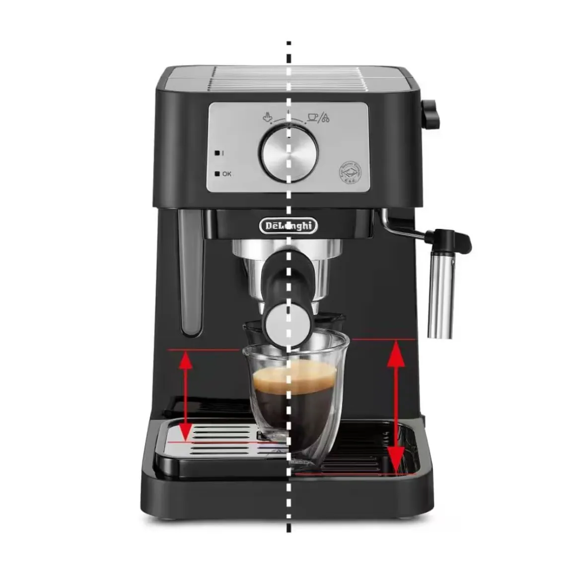 Cafetera espresso DeLonghi Stilosa 1100W 2 tazas con vaporizador negro