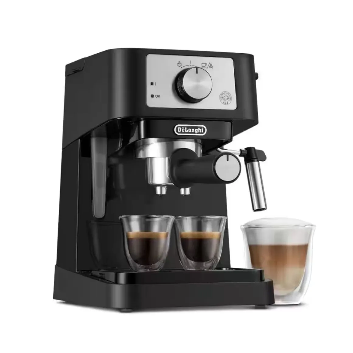Cafetera espresso DeLonghi Stilosa 1100W 2 tazas con vaporizador negro