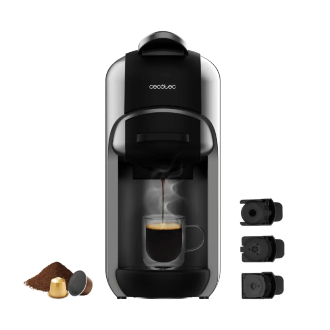 Cafetera espresso FreeStyle Compact multicápsula 3 en 1 negro/inox