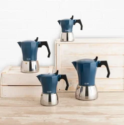 Cafetera italiana Baltic Quid aluminio + acero azul