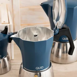 Cafetera italiana Baltic Quid aluminio + acero azul