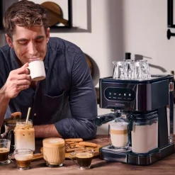 Cafetera semiautomática Cecotec Power Espresso 20 Coldbrew latte 1350W 1,5L pantalla táctil negro