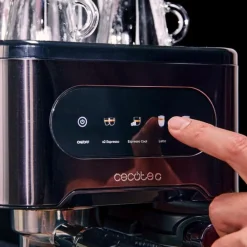 Cafetera semiautomática Cecotec Power Espresso 20 Coldbrew latte 1350W 1,5L pantalla táctil negro