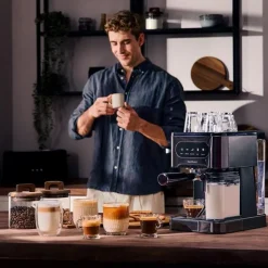 Cafetera semiautomática Cecotec Power Espresso 20 Coldbrew latte 1350W 1,5L pantalla táctil negro