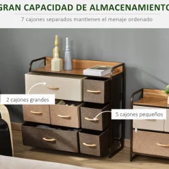 Cajonera Bolt Homcom 7 cajones de tela multicolor 78,5x80x29 cm