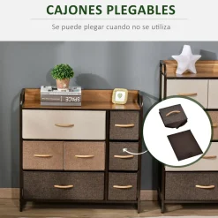 Cajonera Bolt Homcom 7 cajones de tela multicolor 78,5x80x29 cm