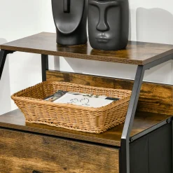 Cajonera Bude Homcom 3 cajones + estante marrón oscuro 92x44x29 cm