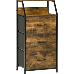 Cajonera Bude Homcom 3 cajones + estante marrón oscuro 92x44x29 cm