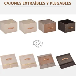 Cajonera Homcom 4 cajones de lino marrón 99x31x29 cm