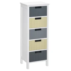 Cajonera Luz Homcom 5 cajones multicolor 90,5x35x28 cm