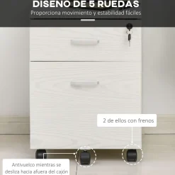Cajonera Malia Vinsetto 2 cajones con llave blanco 55,6x40x45 cm