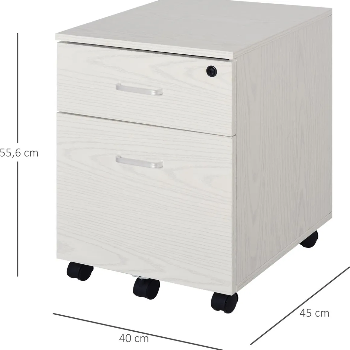 Cajonera Malia Vinsetto 2 cajones con llave blanco 55,6x40x45 cm