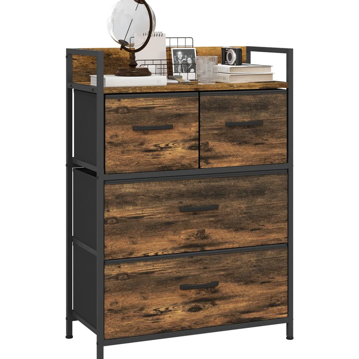 Cajonera Malta Homcom 4 cajones de tela marrón oscuro 85x60x29 cm