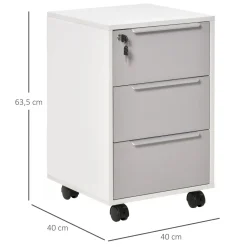 Cajonera Margate Homcom 3 cajones con llave blanco/gris 63,5x40x40 cm