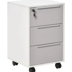 Cajonera Margate Homcom 3 cajones con llave blanco/gris 63,5x40x40 cm