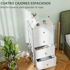 Cajonera Tibio Homcom 4 cajones plegables 98x46x30 cm