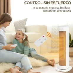 Calefactor cerámico Homcom 2000W 3 modos + mando a distancia blanco