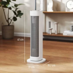 Calefactor cerámico Homcom 2000W 3 modos + mando a distancia blanco