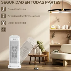 Calefactor cerámico Homcom 2000W 3 modos oscilación blanco