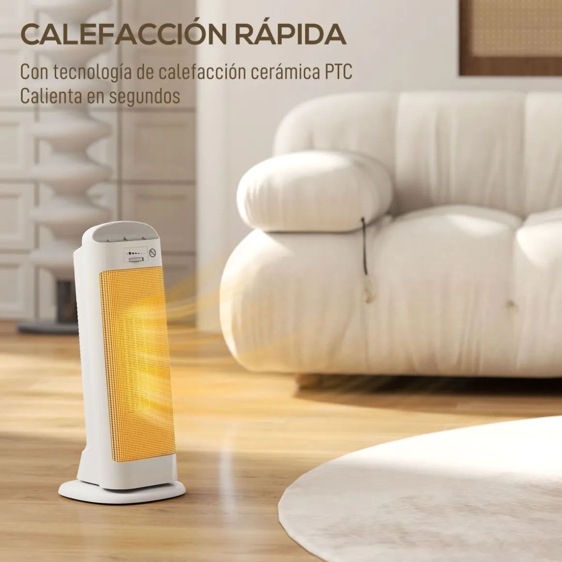 Calefactor cerámico Homcom 2000W 3 modos oscilación blanco