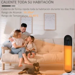 Calefactor de torre Homcom 1500W temporizador 24h con mando blanco/negro 63,5x21x21 cm