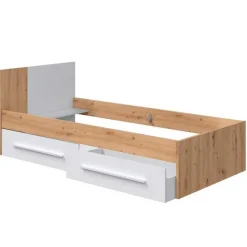 Cama Ambient cabecero+2 cajones inferiores roble nodi/blanco artik 77x97x196 cm