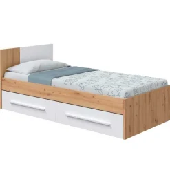 Cama Ambient cabecero+2 cajones inferiores roble nodi/blanco artik 77x97x196 cm