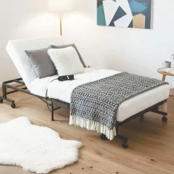 Cama articulada plegable con mando a distancia blanco 40,5x85x195 cm