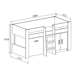 Cama Block Donald con mesa de estudio 110,6x208,6x97,2 cm