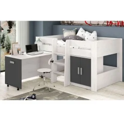 Cama Block Donald con mesa de estudio 110,6x208,6x97,2 cm