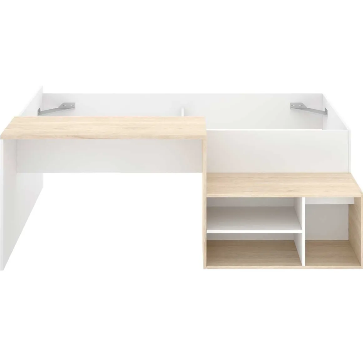 Cama con escritorio Kric blanco/natural 72x195x134 cm