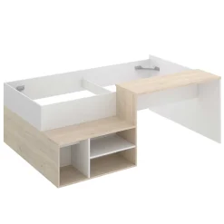 Cama con escritorio Kric blanco/natural 72x195x134 cm