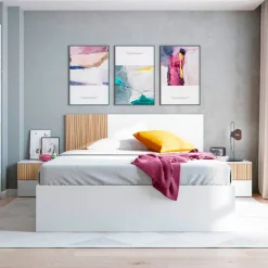 Cama de matrimonio Ethna blanco 160x190 cm