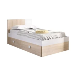 Cama Dina con 2 cajones extraíbles natural/blanco 79x97x196 cm