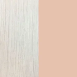 Cama doble + estante Nube + cajón gris claro/rosa