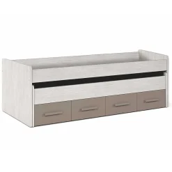 Cama doble Ares Plus 2 camas + 2 cajones gris 69x198x96 cm