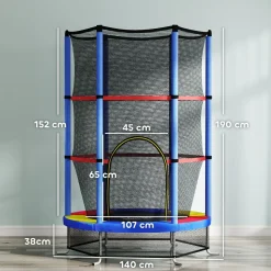 Cama elástica Bari Homcom entrada con cremallera multicolor Ø140x190 cm