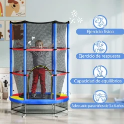 Cama elástica Bari Homcom entrada con cremallera multicolor Ø140x190 cm