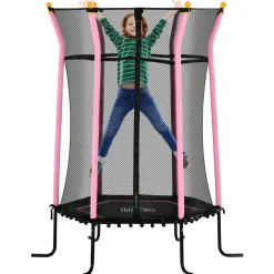 Cama elástica Garden Homcom red de seguridad + postes acolchados azul 190xØ163,5