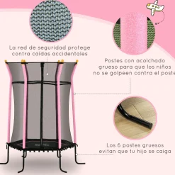 Cama elástica Garden Homcom red de seguridad + postes acolchados azul 190xØ163,5