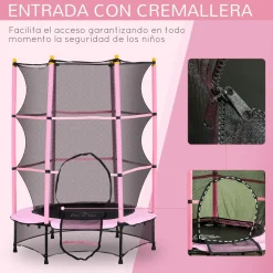 Cama elástica Jump Homcom entrada con cremallera y red de seguridad Ø140x190 cm