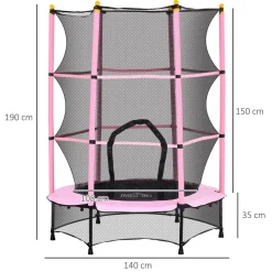 Cama elástica Jump Homcom entrada con cremallera y red de seguridad Ø140x190 cm